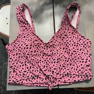 Pink cheetah print bathing suit top
